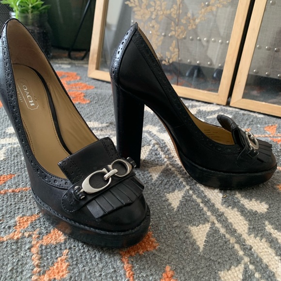 COACH Black Leather Heels - Picture 1 of 5